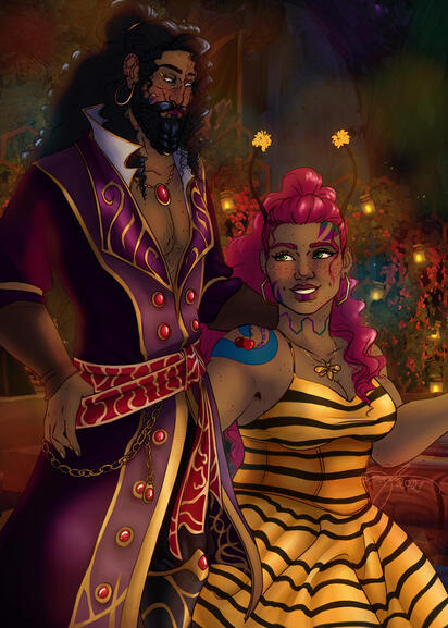 Celiath and Gwetha in their halloween costumes